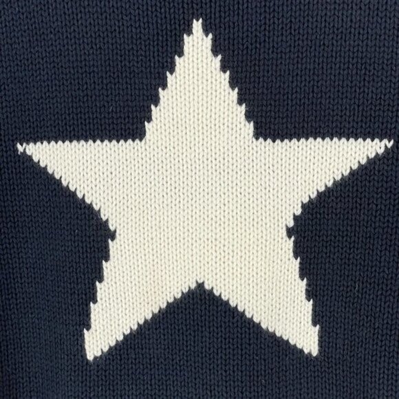 NWT Vintage Navy White Star Stripe Patriotic Cotton Pullover Crew Sweater Small - Picture 4 of 8